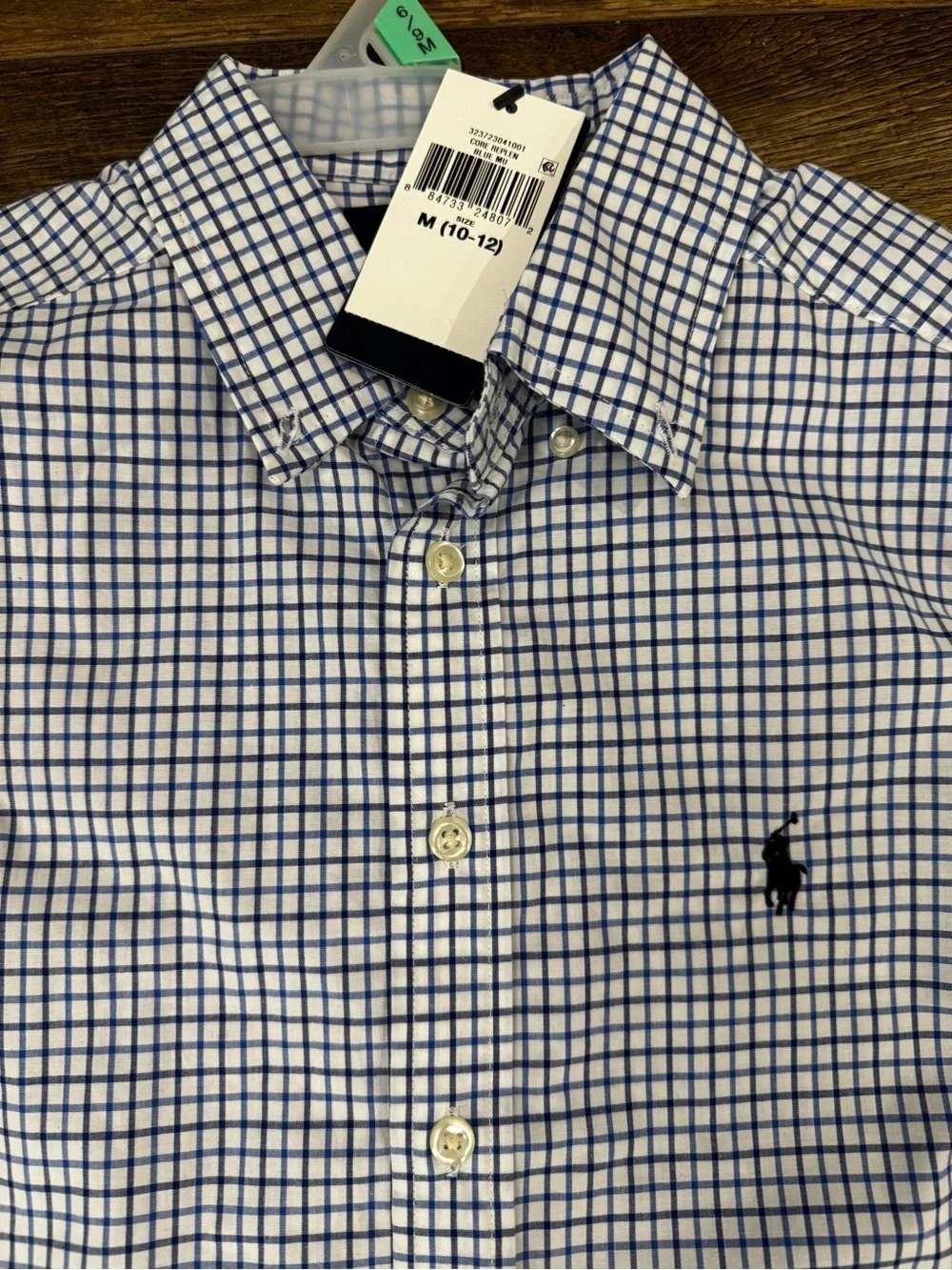 Ralph Lauren Blue & White Checked Button-Down Shirt